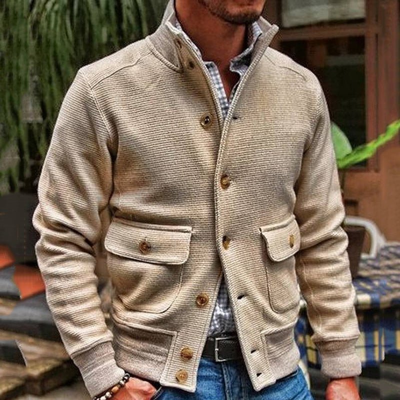 Jacket Men's Stand Collar Solid Color Top | Luxury Home Accessories | Heulog Glow