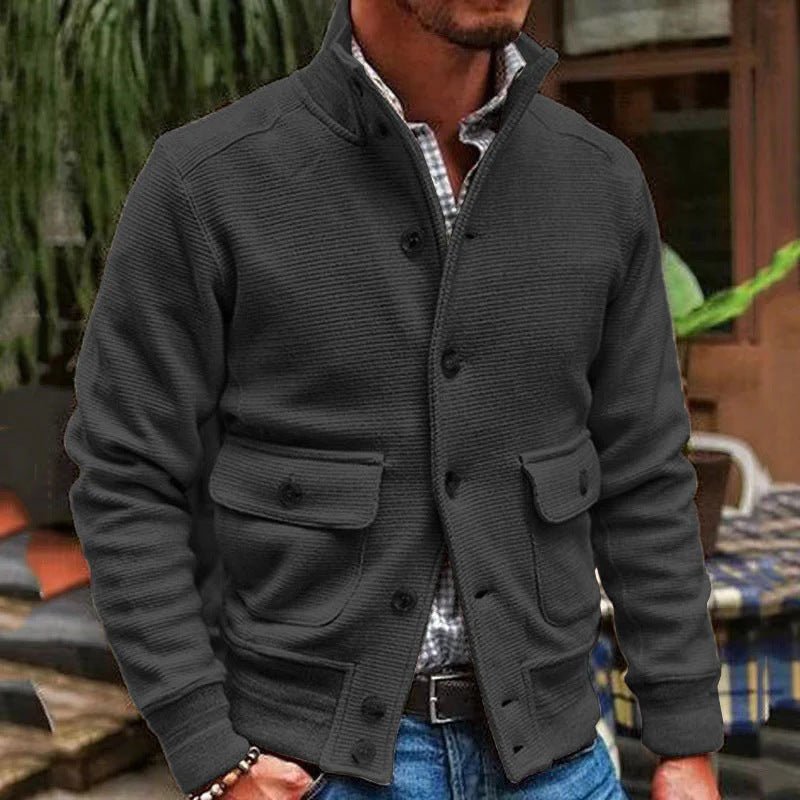 Jacket Men's Stand Collar Solid Color Top | Luxury Home Accessories | Heulog Glow
