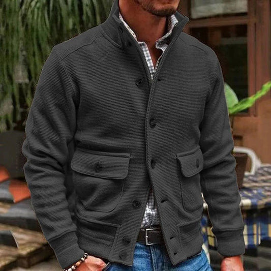 Jacket Men's Stand Collar Solid Color Top | Luxury Home Accessories | Heulog Glow