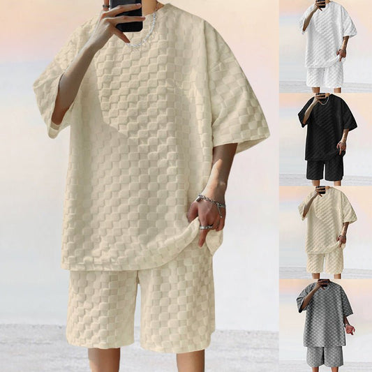 Jacquard Plaid Loose Straight Casual Shorts Suit | Luxury Home Accessories | Heulog Glow