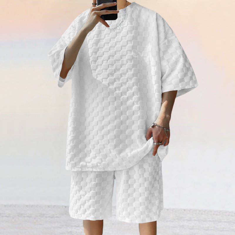 Jacquard Plaid Loose Straight Casual Shorts Suit | Luxury Home Accessories | Heulog Glow