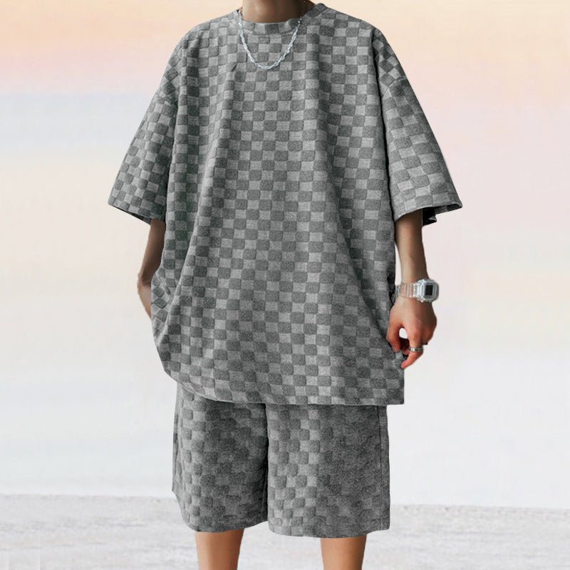 Jacquard Plaid Loose Straight Casual Shorts Suit | Luxury Home Accessories | Heulog Glow