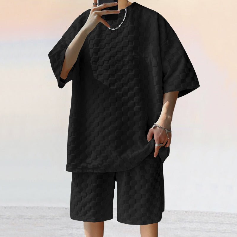 Jacquard Plaid Loose Straight Casual Shorts Suit | Luxury Home Accessories | Heulog Glow