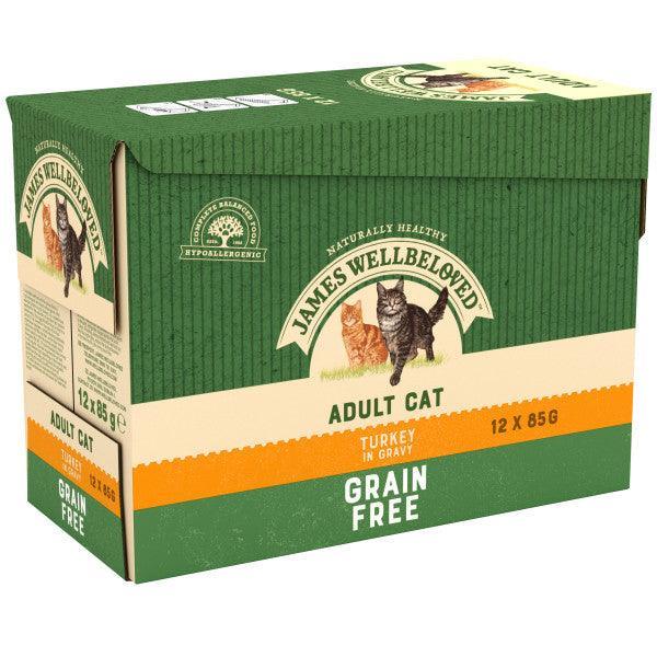 James Wellbeloved Adult Cat Grain Free Turkey in Gravy Pouches 12 x 85g | Luxury Home Accessories | Heulog Glow