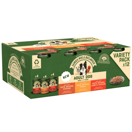 James Wellbeloved Dog Adult Turkey, Lamb & Chicken in Loaf Tins 12 x 400g | Luxury Home Accessories | Heulog Glow