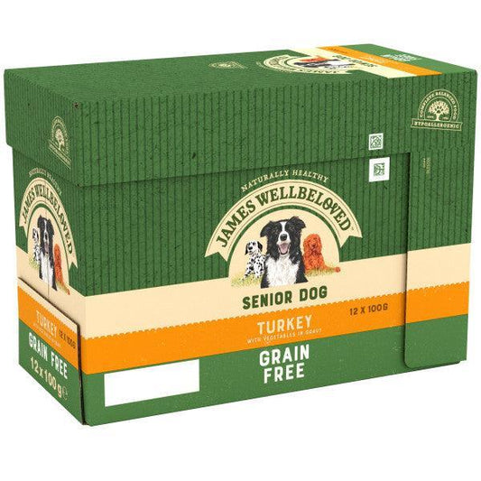 James Wellbeloved Dog Senior Grain Free Trky Grv Pch 4x12x100g | Luxury Home Accessories | Heulog Glow