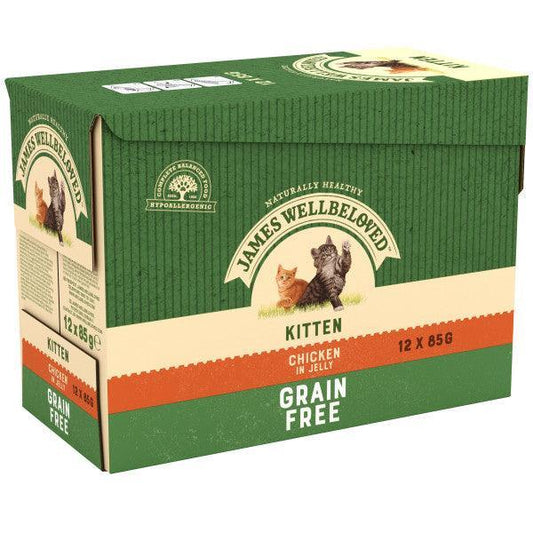 James Wellbeloved Kitten Grain Free Chicken in Jelly Pouches 12 x 85g | Luxury Home Accessories | Heulog Glow