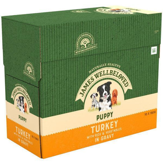 James Wellbeloved Puppy Turkey Grvy Pch 4x10x150g | Luxury Home Accessories | Heulog Glow