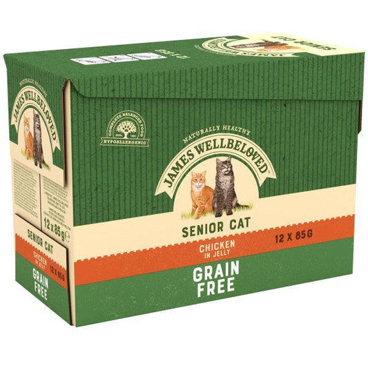 James Wellbeloved Senior Cat Grain Free Chicken in Jelly Pouches 12 x 85g | Luxury Home Accessories | Heulog Glow