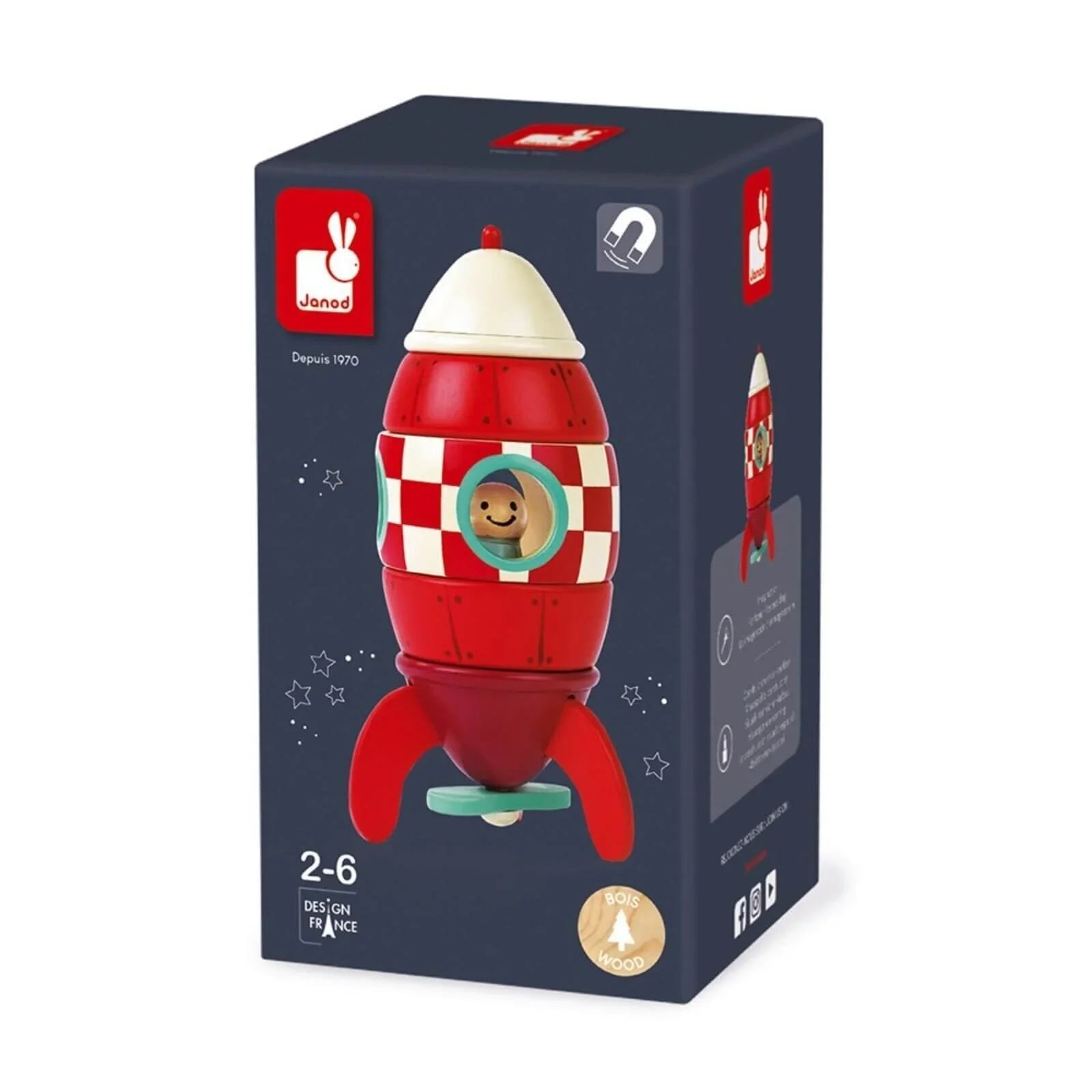 Janod Small Magnetic Rocket | Luxury Home Accessories | Heulog Glow