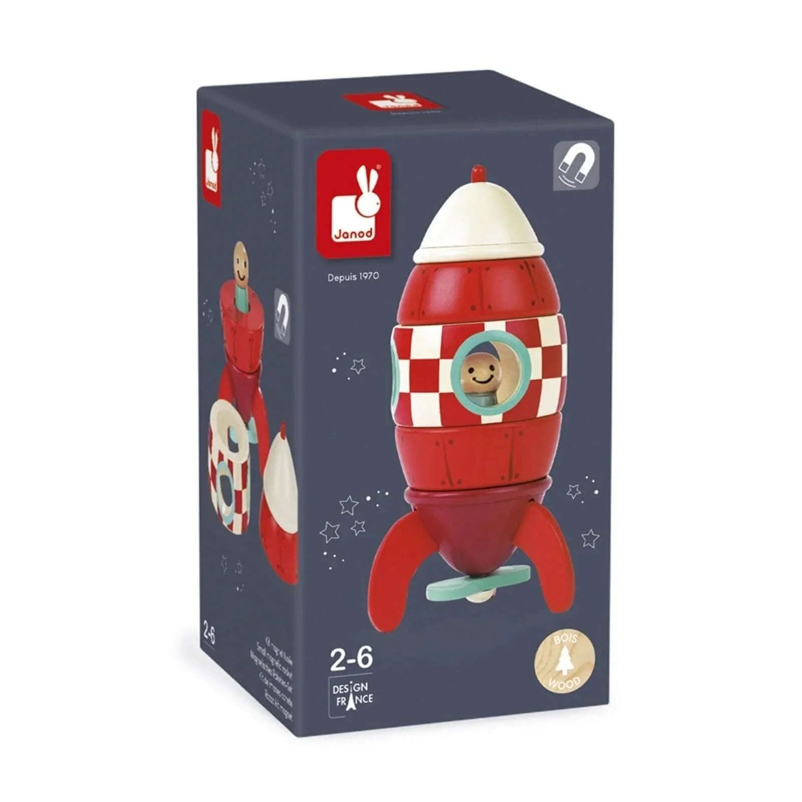 Janod Small Magnetic Rocket | Luxury Home Accessories | Heulog Glow