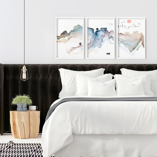 Bedroom Wall Art | Japanese Set of 3 Framed Prints