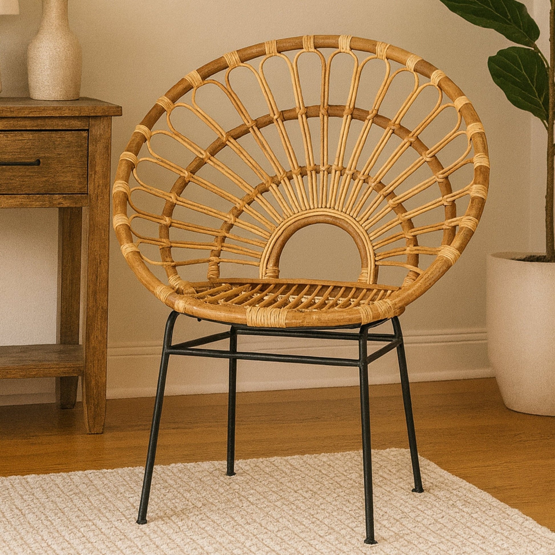 Java Natural Rattan Sunflower Chair | Luxury Home Accessories | Heulog Glow