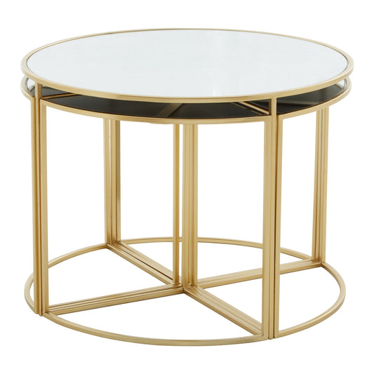 Jolie 5 Piece Set Mirrored Top Coffee Table with Nesting Tables | Luxury Home Accessories | Heulog Glow