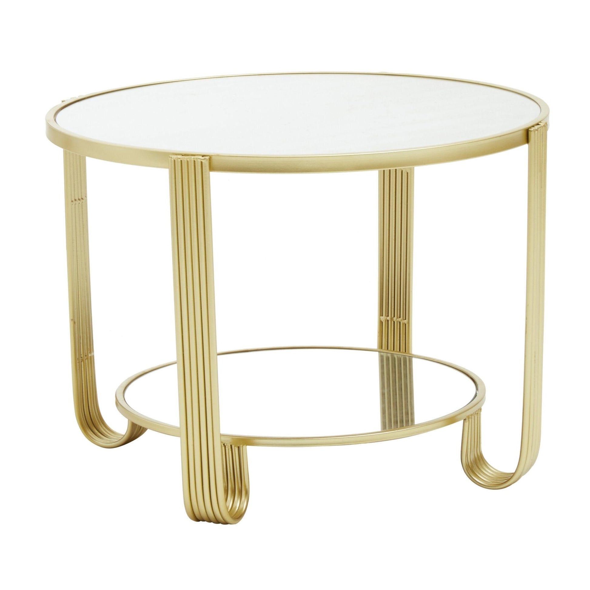 Jolie Round Mirrored Top Gold Frame Table | Luxury Home Accessories | Heulog Glow