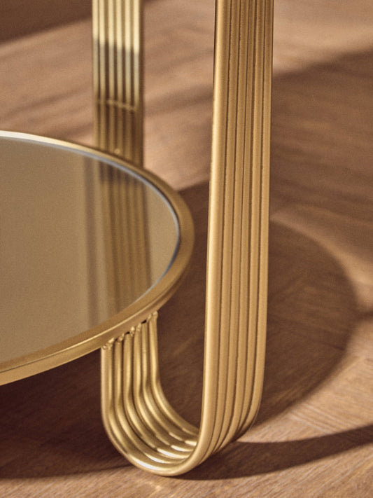 Jolie Round Mirrored Top Gold Frame Table | Luxury Home Accessories | Heulog Glow