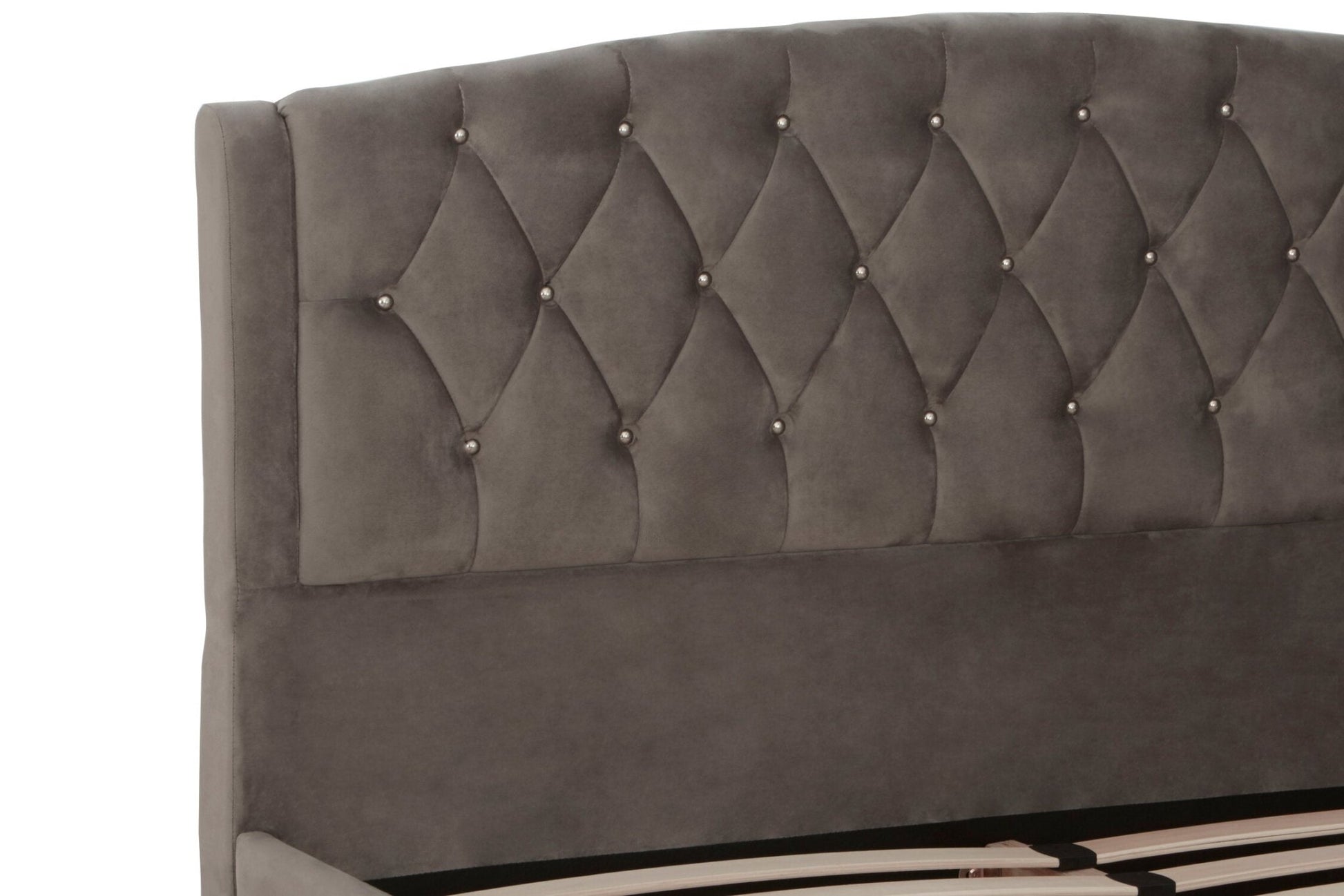 Josephine Grey Velvet King Bed | Luxury Home Accessories | Heulog Glow