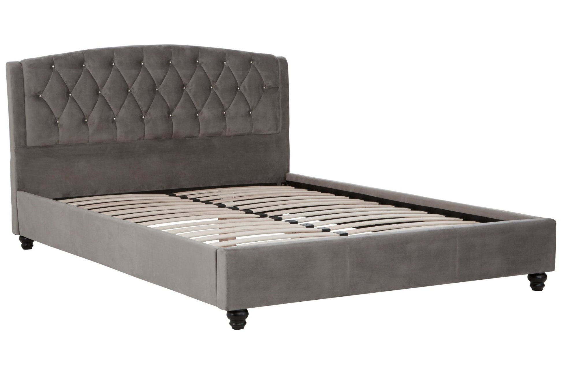 Josephine Grey Velvet King Bed | Luxury Home Accessories | Heulog Glow