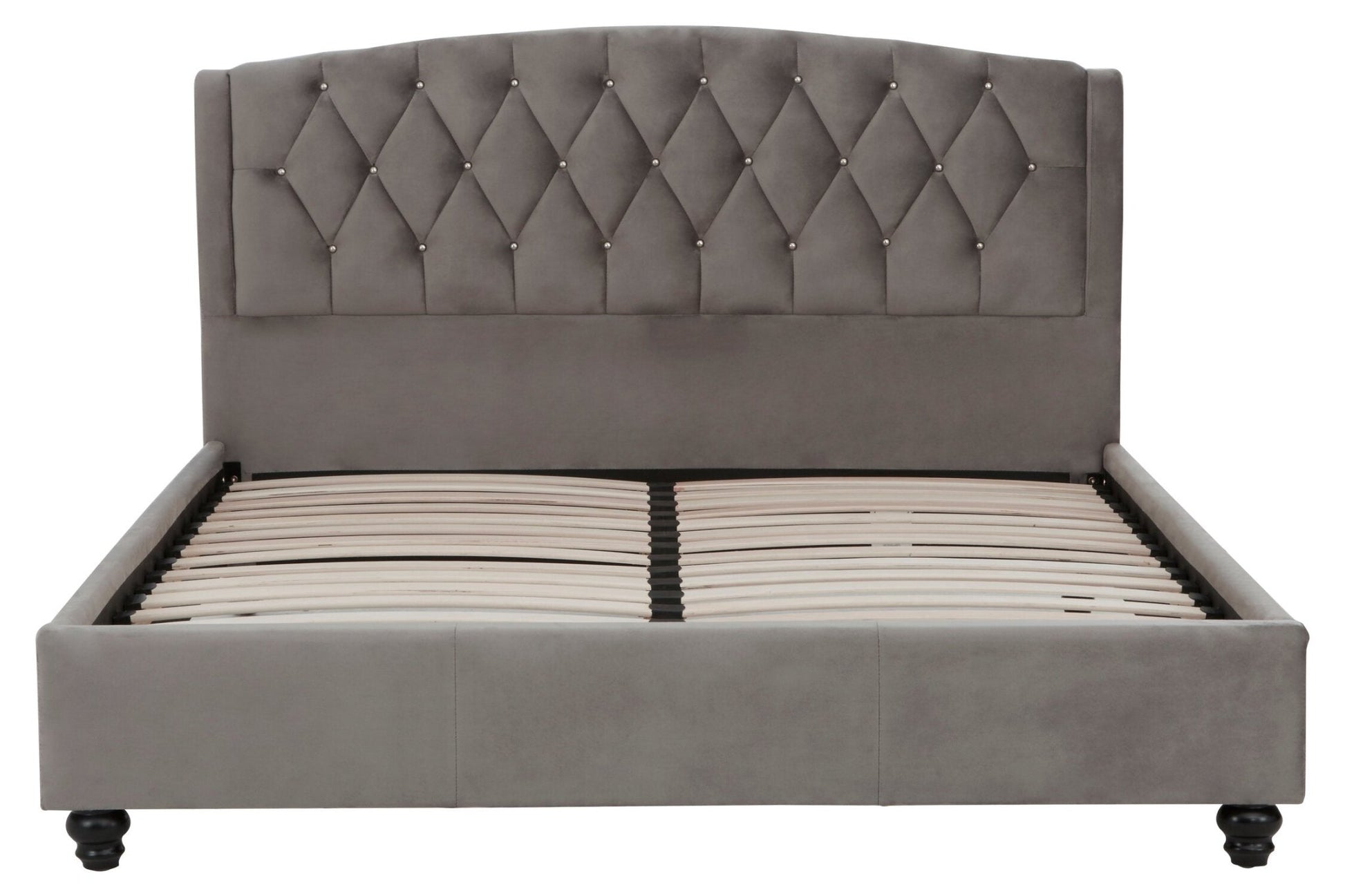 Josephine Grey Velvet King Bed | Luxury Home Accessories | Heulog Glow