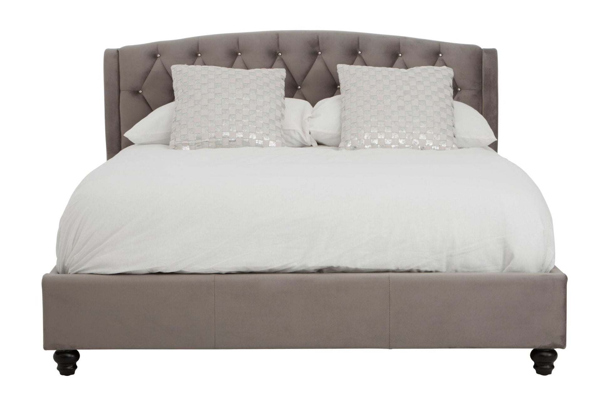 Josephine Grey Velvet King Bed | Luxury Home Accessories | Heulog Glow