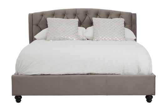 Josephine Grey Velvet King Bed | Luxury Home Accessories | Heulog Glow