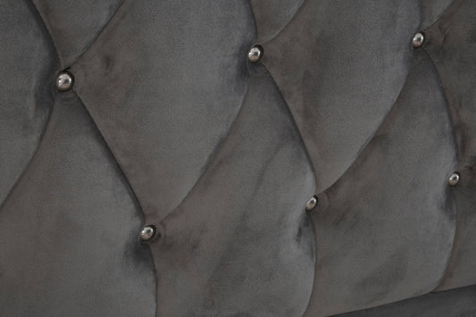 Josephine Grey Velvet King Bed | Luxury Home Accessories | Heulog Glow