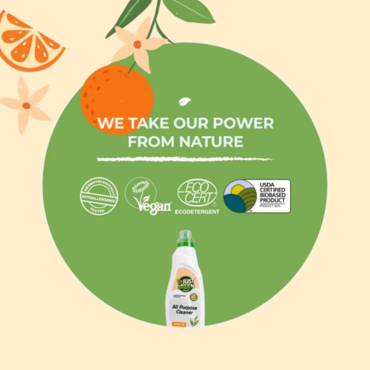 Just Green Organic All Purpose Cleaner 1000ml | Luxury Home Accessories | Heulog Glow