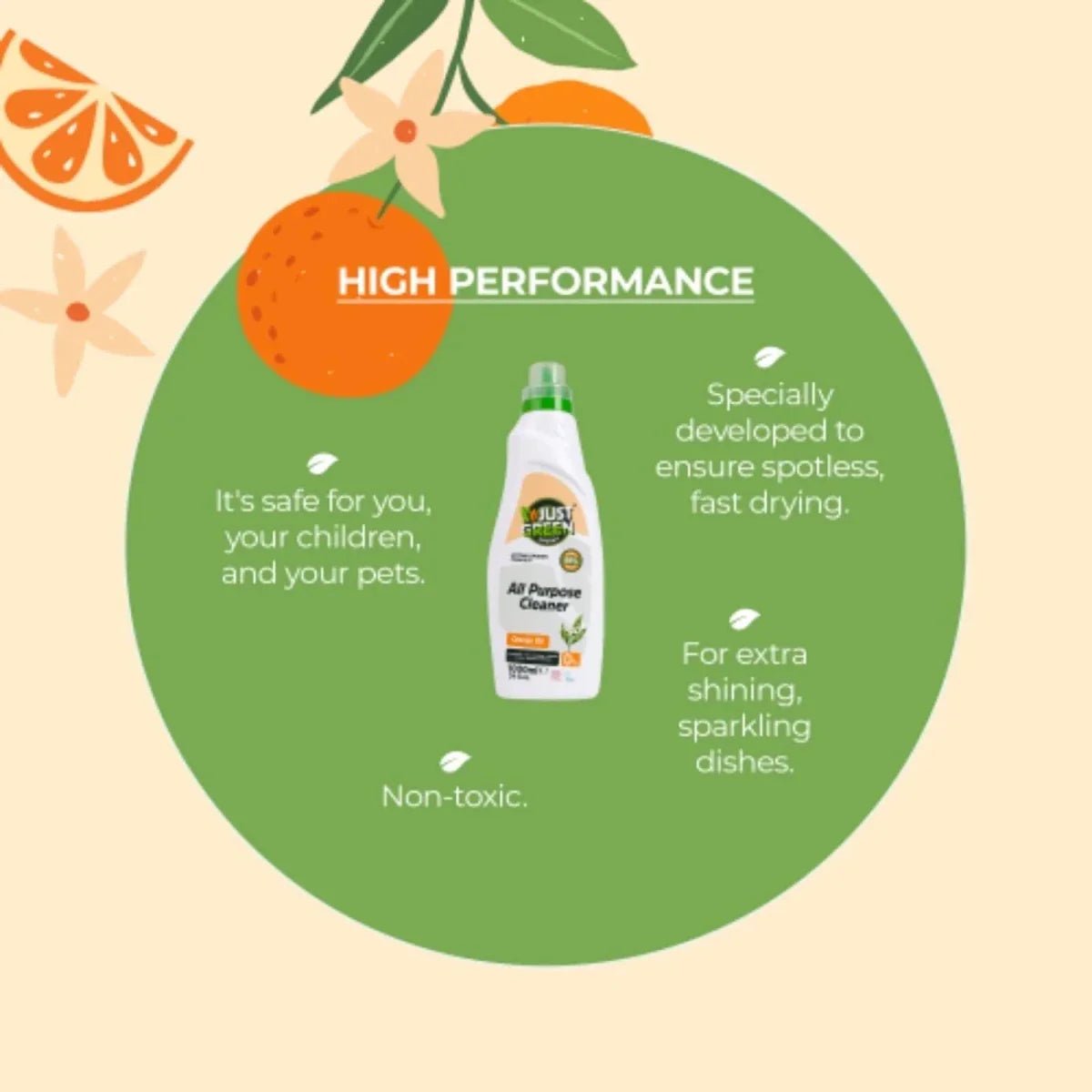 Just Green Organic All Purpose Cleaner 1000ml | Luxury Home Accessories | Heulog Glow