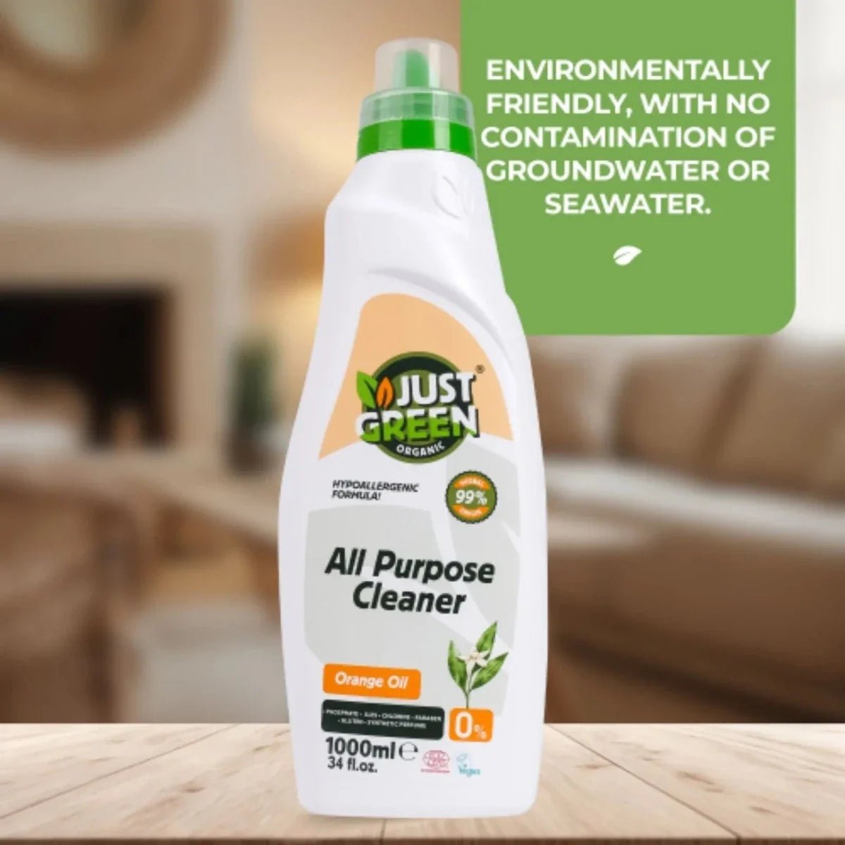 Just Green Organic All Purpose Cleaner 1000ml | Luxury Home Accessories | Heulog Glow