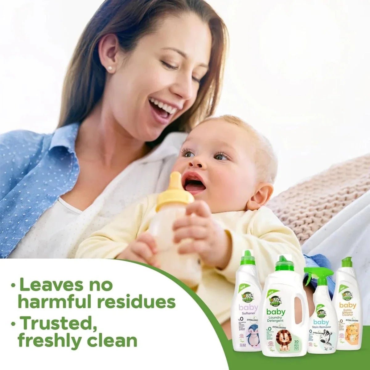 Just Green Organic Baby Bottle & Nipple Cleaner 750ml | Luxury Home Accessories | Heulog Glow