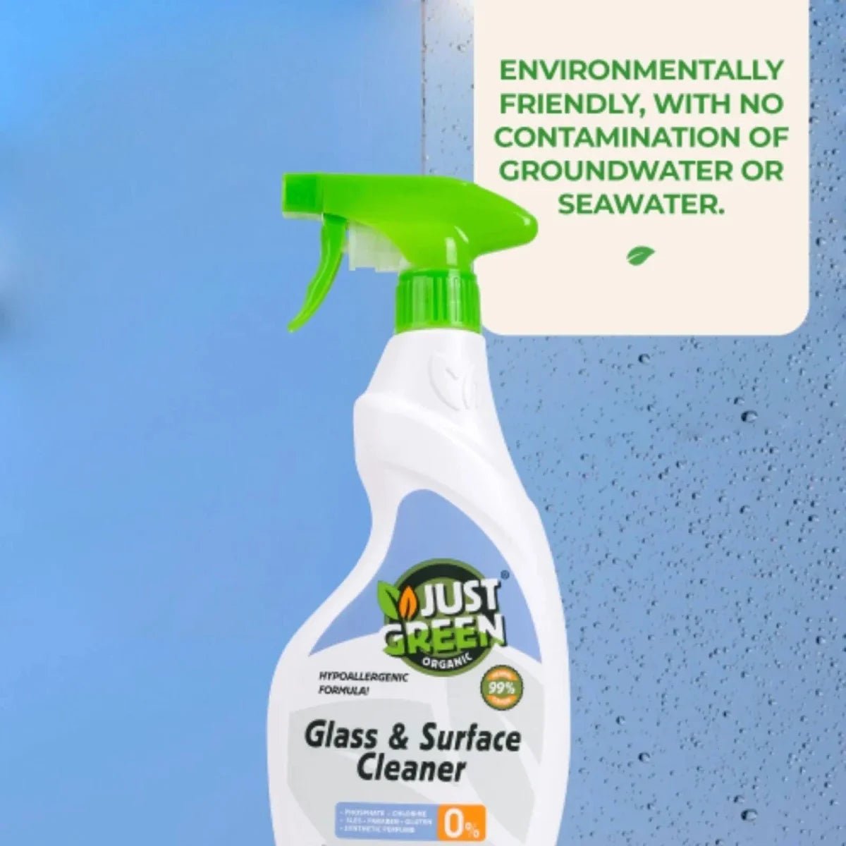 Just Green Organic Glass & Surface Cleaner 500ml | Luxury Home Accessories | Heulog Glow