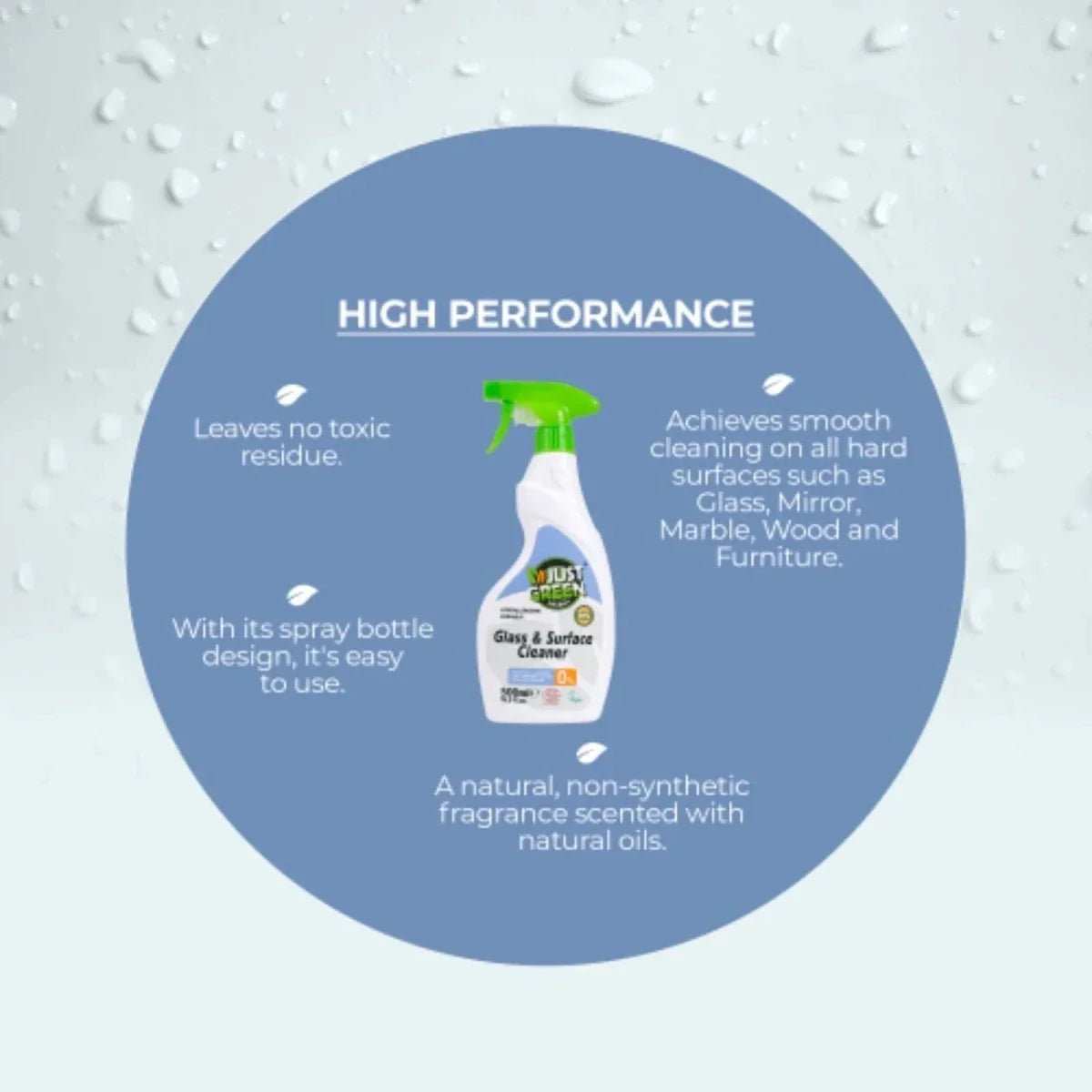 Just Green Organic Glass & Surface Cleaner 500ml | Luxury Home Accessories | Heulog Glow