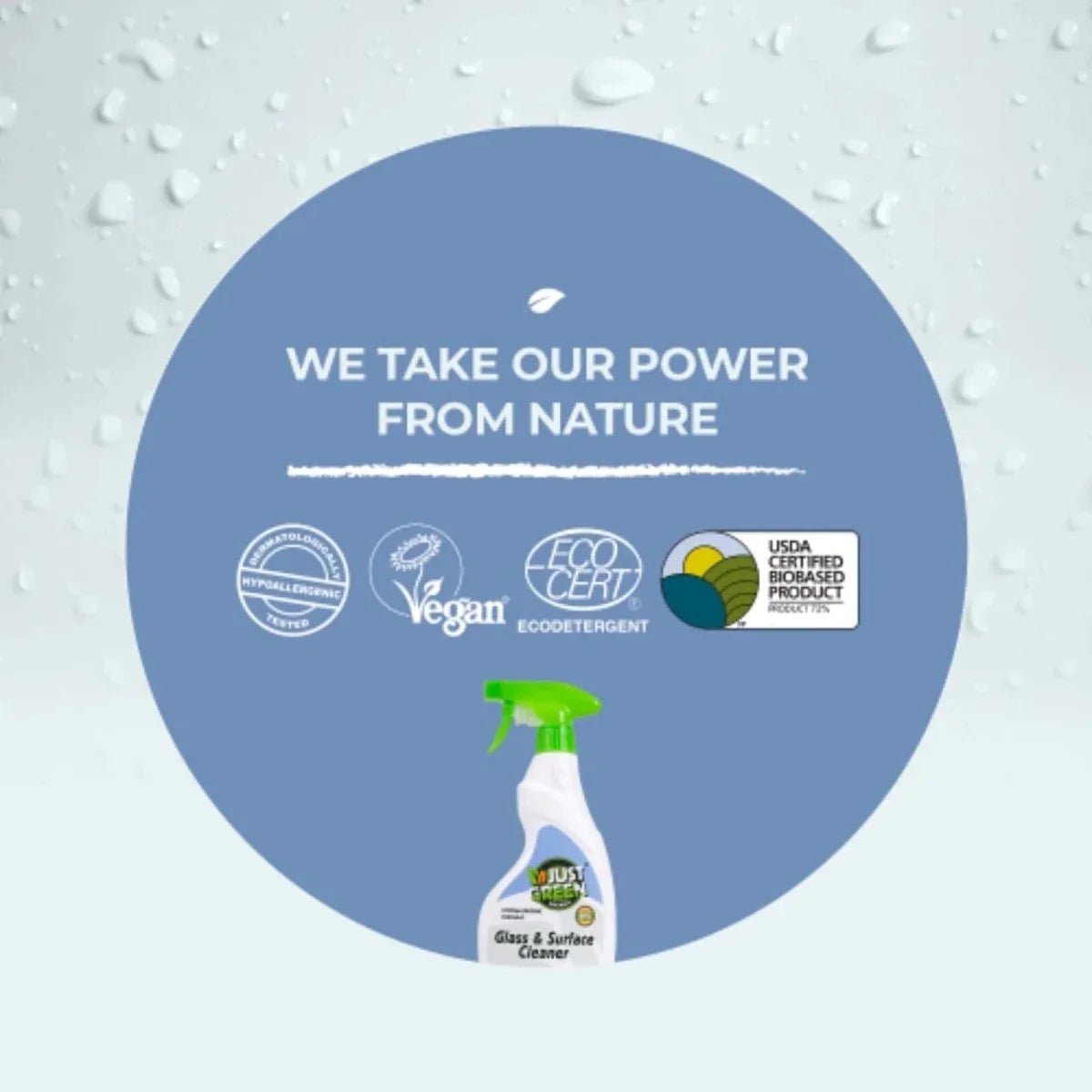 Just Green Organic Glass & Surface Cleaner 500ml | Luxury Home Accessories | Heulog Glow