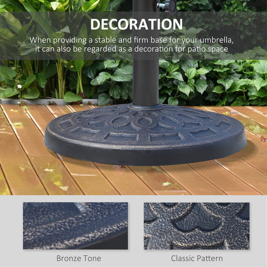 Outsunny 12kg Garden Parasol Base, Round Resin Sun Umbrella Base, Bronze