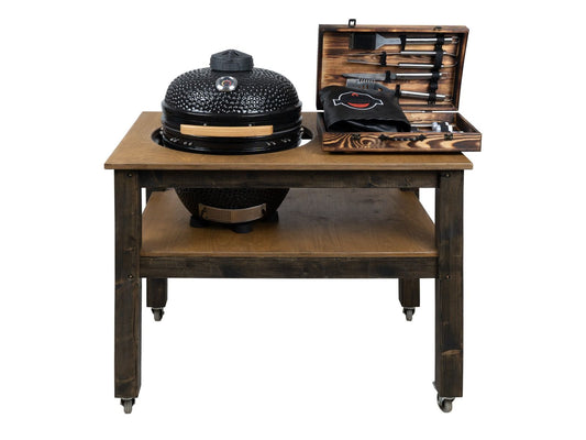 BBQ Space Outdoor Kitchen Islands, for Kamado Bono Grande Ceramic smoker (1.2m Length, with wheels)