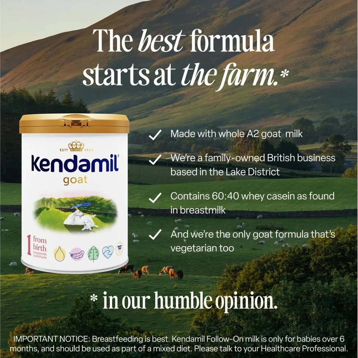 Kendamil Stage 1 Goat First Infant Milk From Birth 800g | Luxury Home Accessories | Heulog Glow