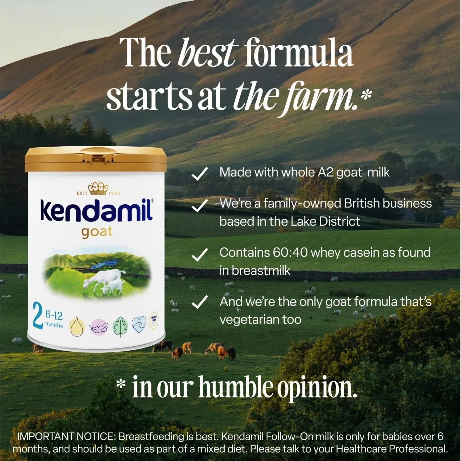 Kendamil Stage 2 Goat Follow-On Milk 6-12 months 800g | Luxury Home Accessories | Heulog Glow