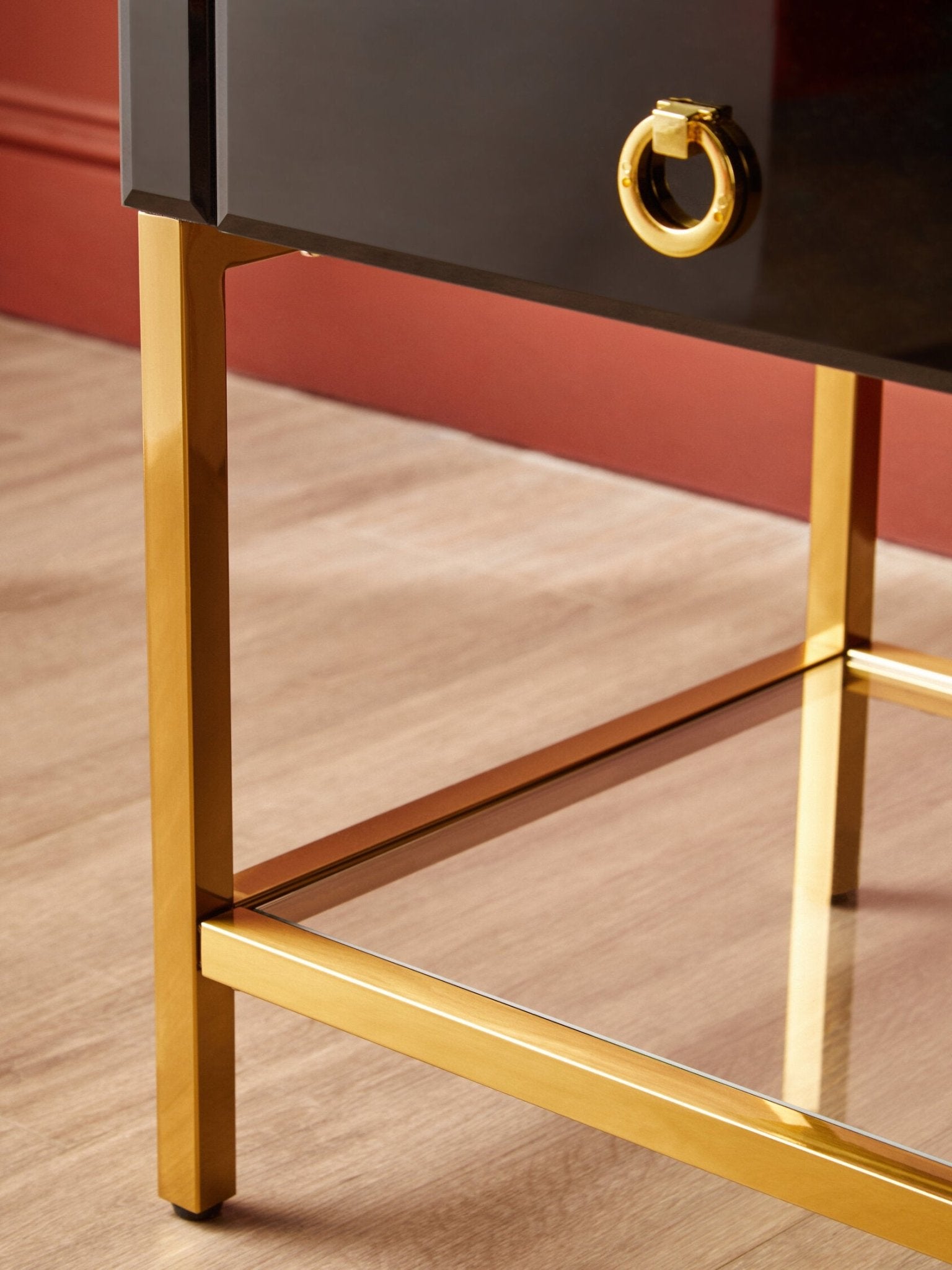 Kensington Townhouse Black 2 Drawer Side Table | Luxury Home Accessories | Heulog Glow