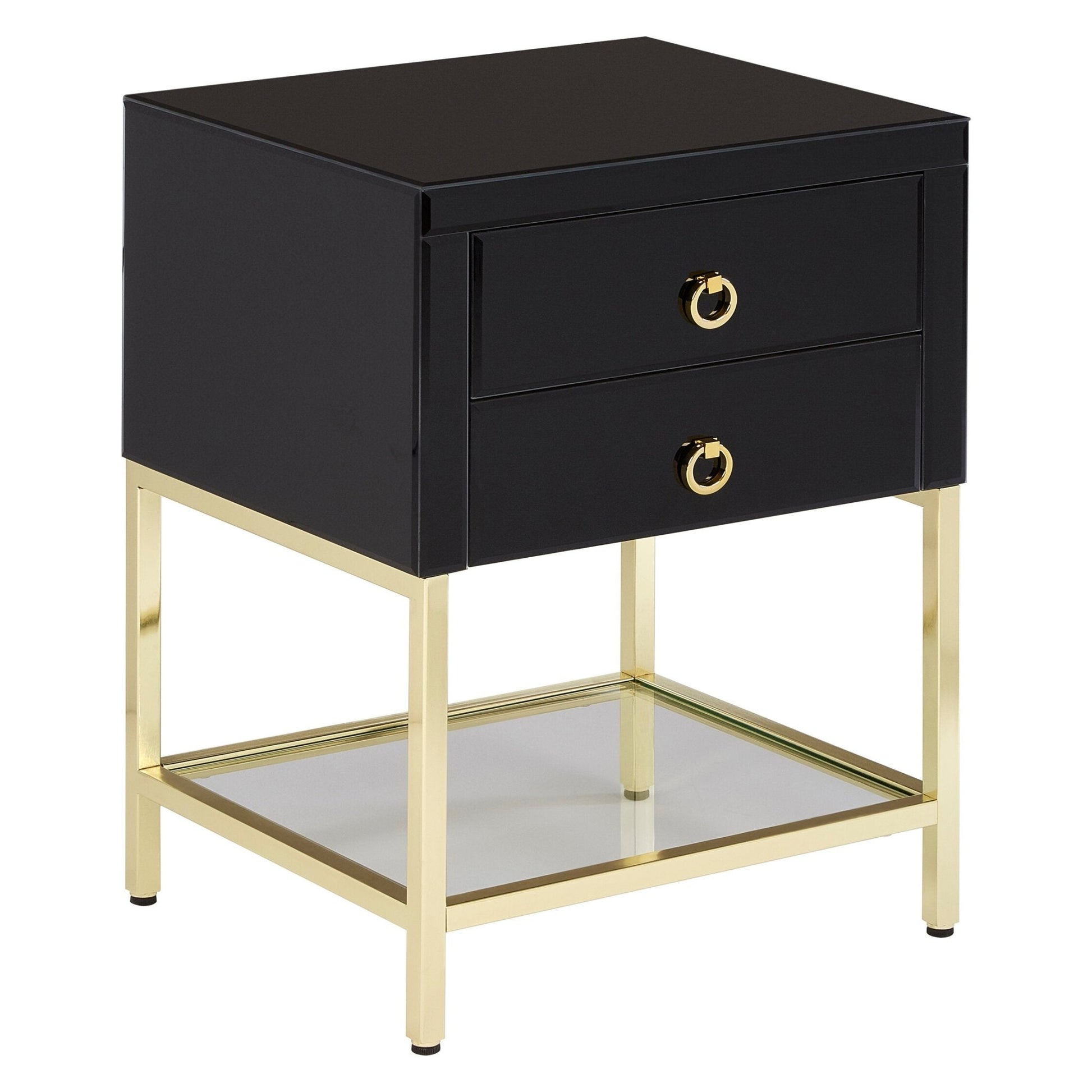 Kensington Townhouse Black 2 Drawer Side Table | Luxury Home Accessories | Heulog Glow