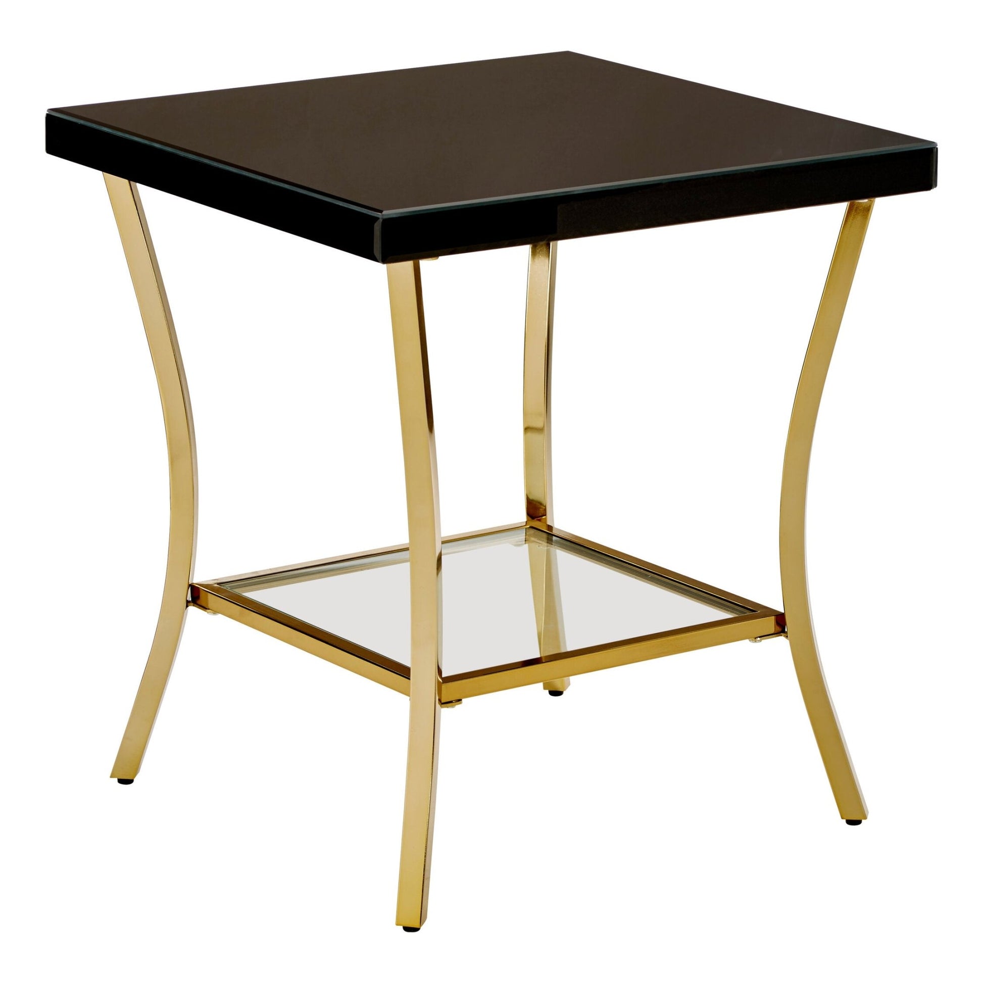Kensington Townhouse Black Mirror Side Table with Gold Legs | Luxury Home Accessories | Heulog Glow