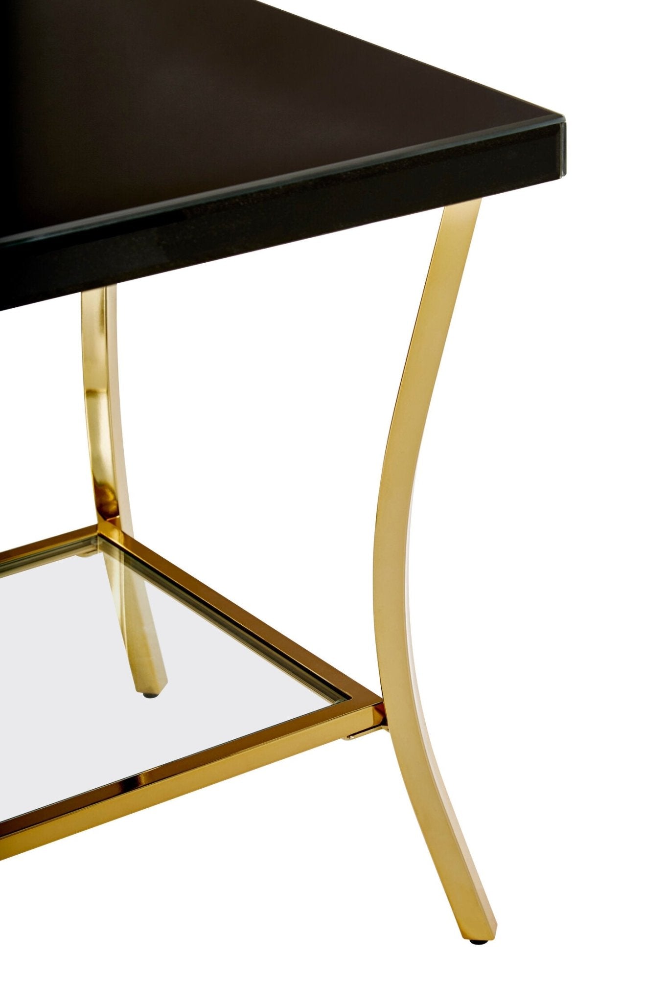 Kensington Townhouse Black Mirror Side Table with Gold Legs | Luxury Home Accessories | Heulog Glow