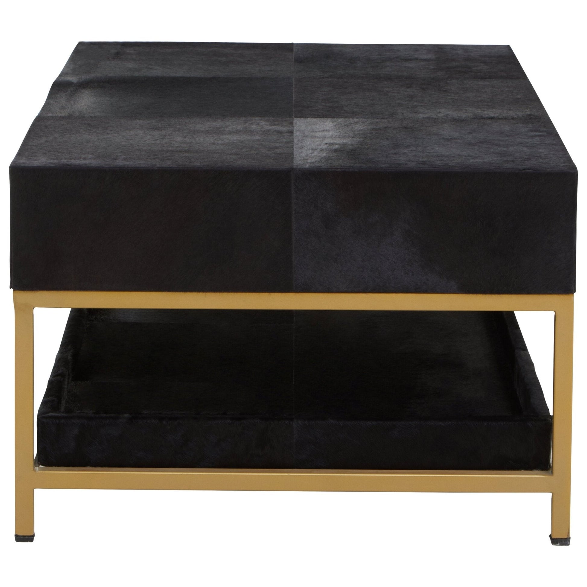 Kensington Townhouse Gold and Black Hair On Leather Coffee Table | Luxury Home Accessories | Heulog Glow