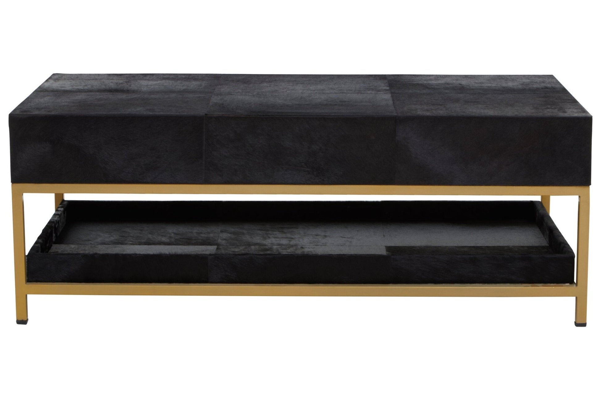 Kensington Townhouse Gold and Black Hair On Leather Coffee Table | Luxury Home Accessories | Heulog Glow