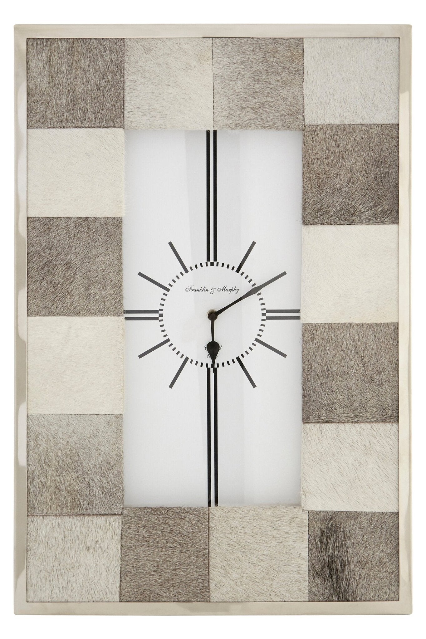 Kensington Townhouse Leather Patchwork Wall Clock | Luxury Home Accessories | Heulog Glow
