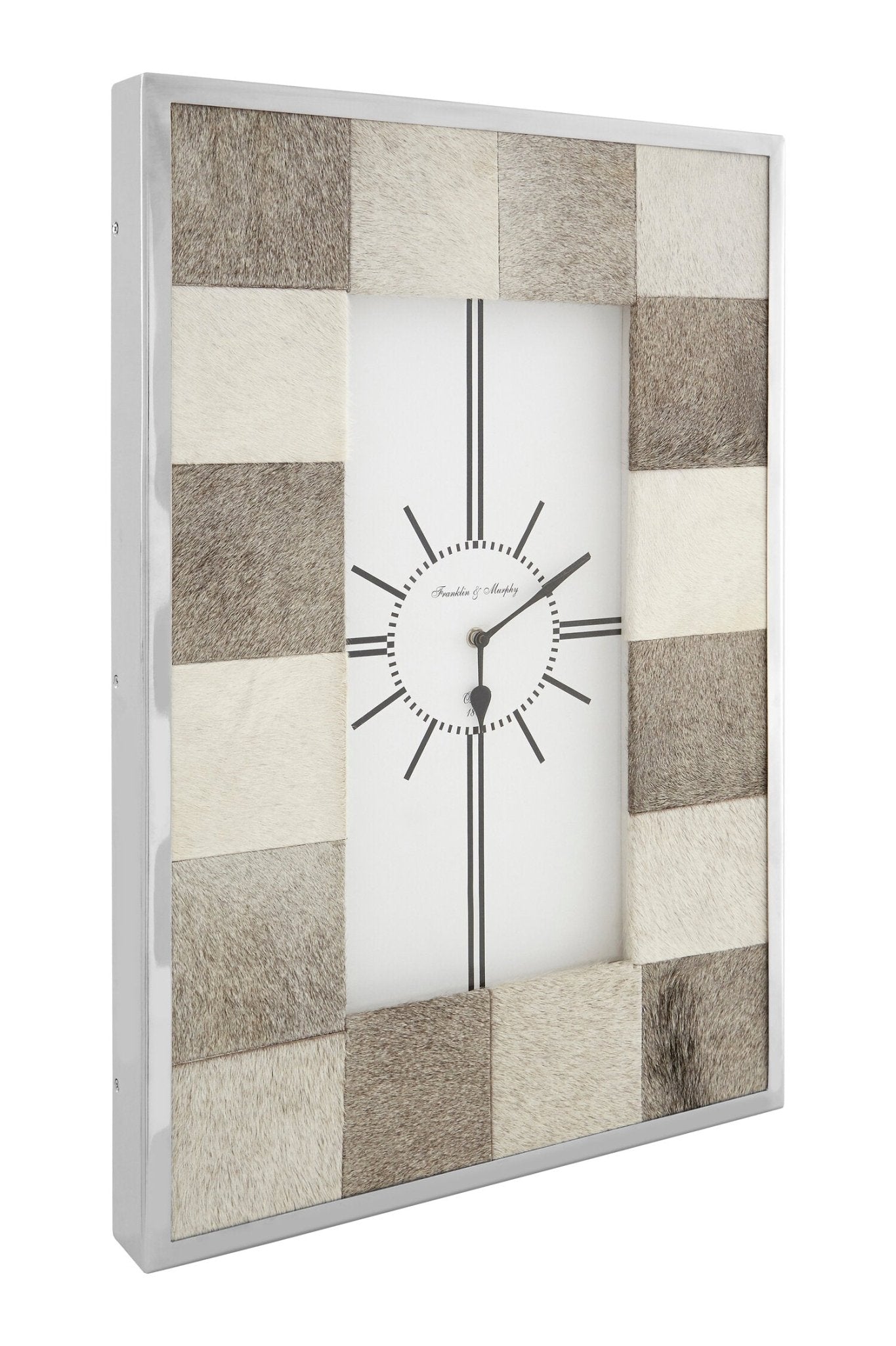 Kensington Townhouse Leather Patchwork Wall Clock | Luxury Home Accessories | Heulog Glow