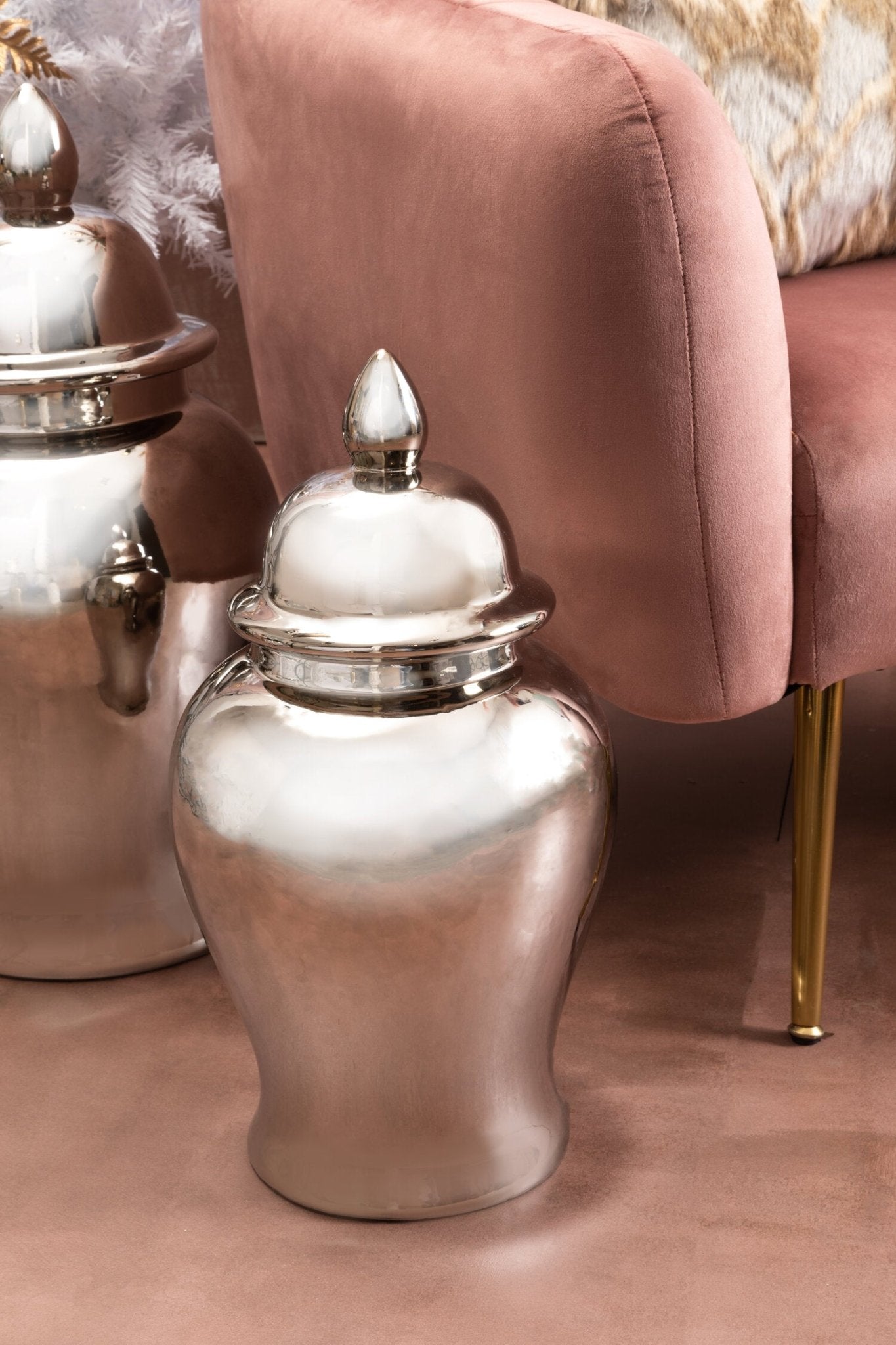 Kensington Townhouse Small Ceramic Silver Jar | Luxury Home Accessories | Heulog Glow