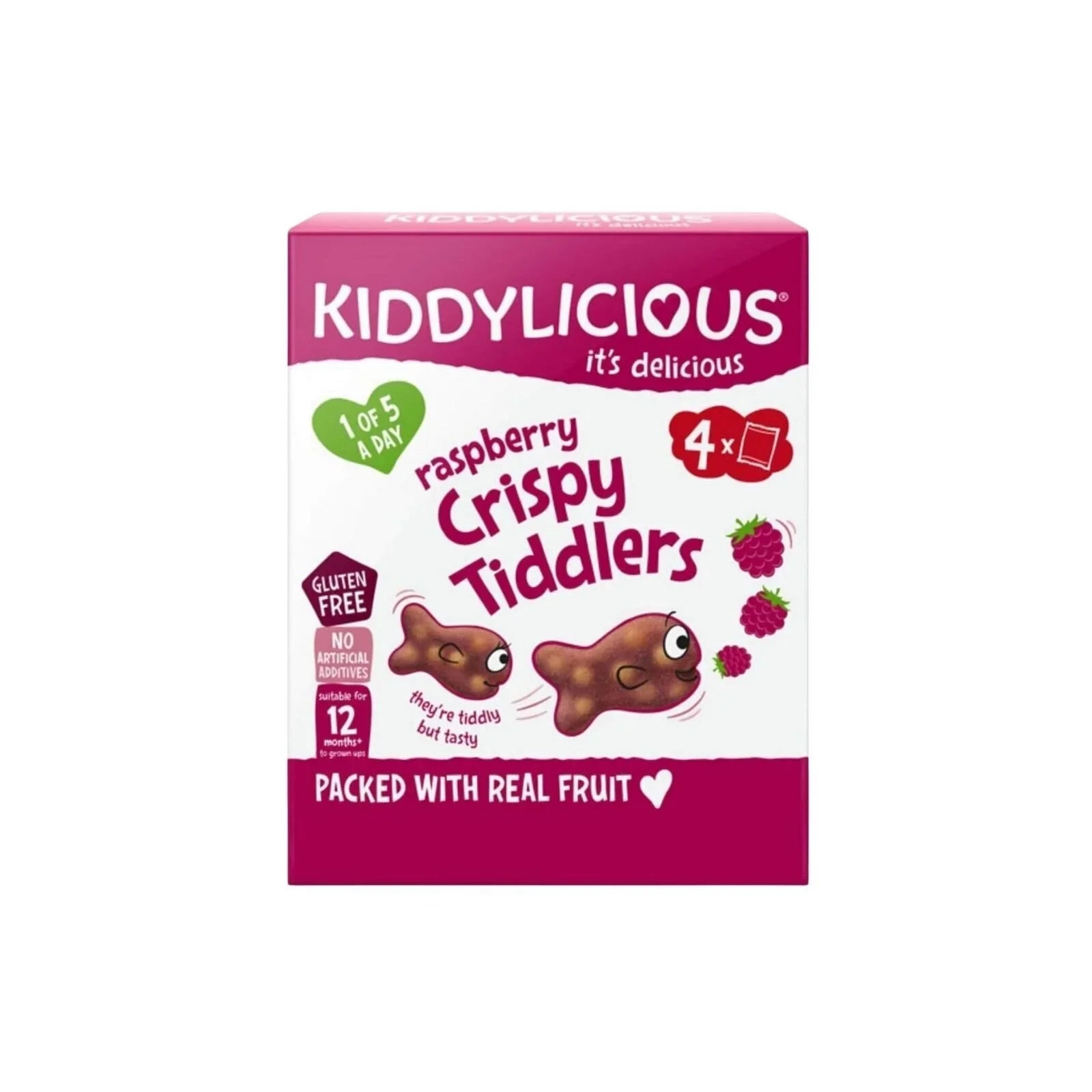 Kiddylicious Raspberry Crispy Tiddlers Multi 12+ months 48g (4x12g) | Luxury Home Accessories | Heulog Glow