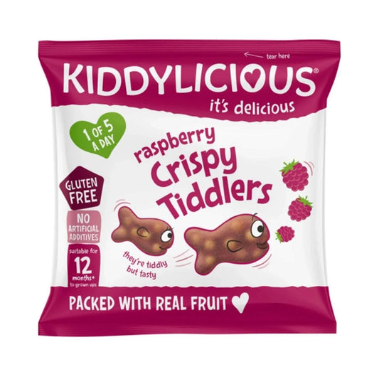 Kiddylicious Raspberry Crispy Tiddlers Multi 12+ months 48g (4x12g) | Luxury Home Accessories | Heulog Glow