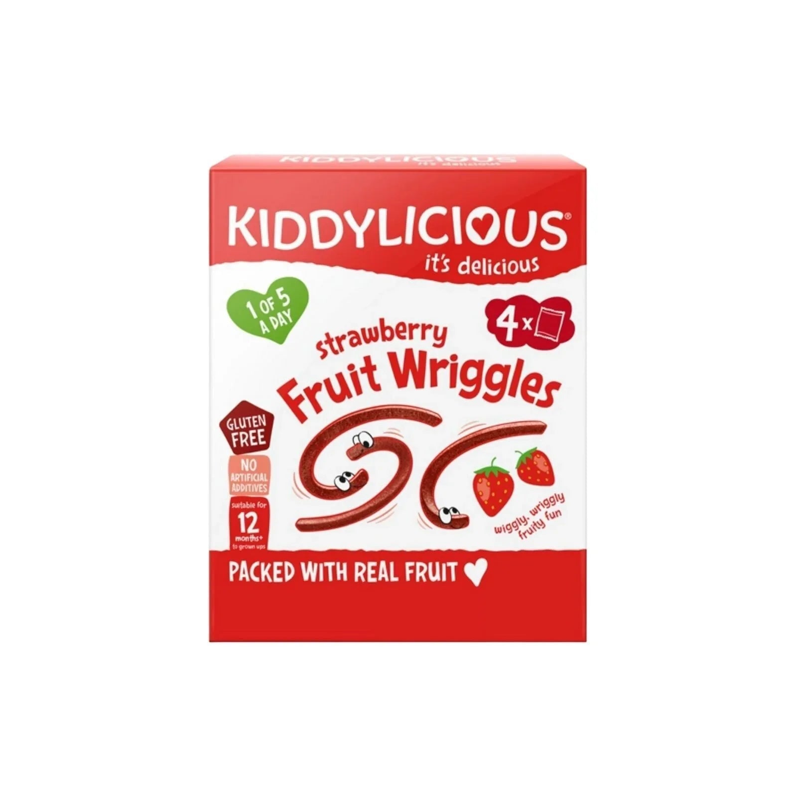 Kiddylicious Strawberry Fruit Wriggles Multi 12+ months 48g (4x12g) | Luxury Home Accessories | Heulog Glow