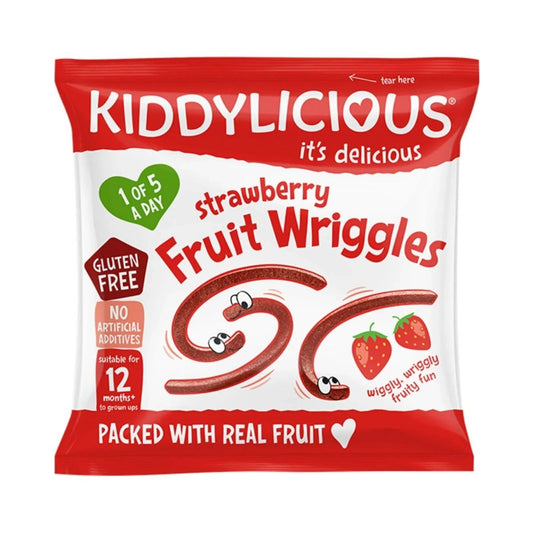Kiddylicious Strawberry Fruit Wriggles Multi 12+ months 48g (4x12g) | Luxury Home Accessories | Heulog Glow